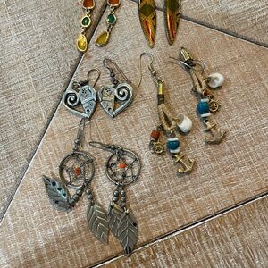 Bohemian Silver and Gold Earrings Set